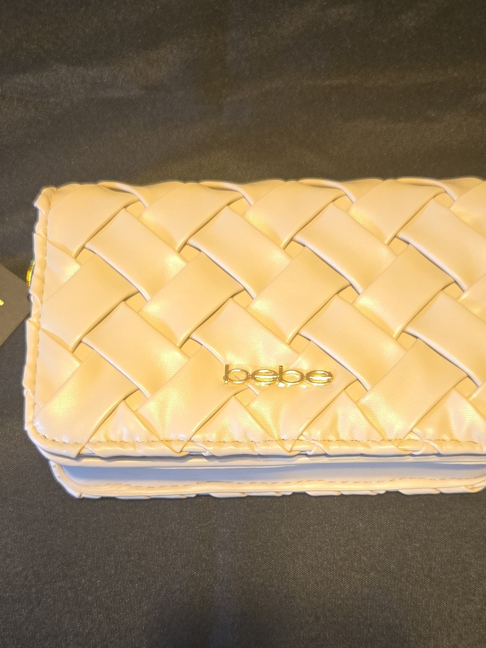 bebe Woven Clutch Wallet in Cream